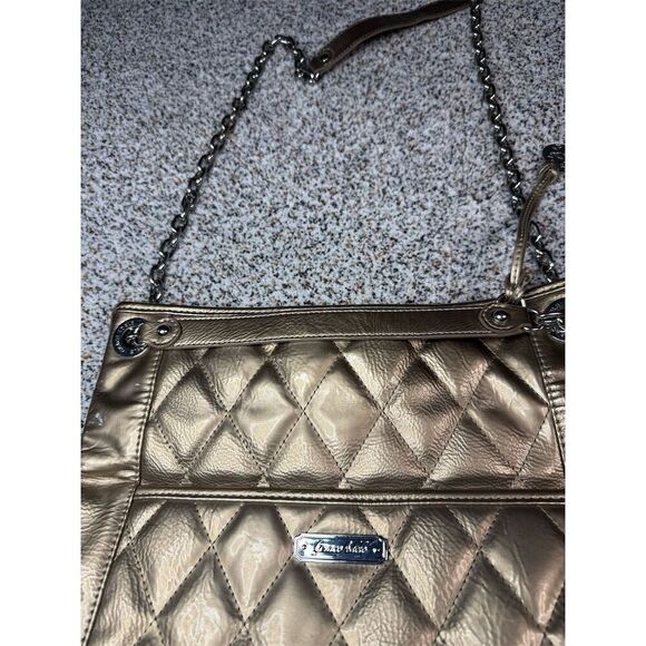 Grace Adele Women's Gold Quilted Shoulder Bag with Chain Straps​ - Picture 2 of 10